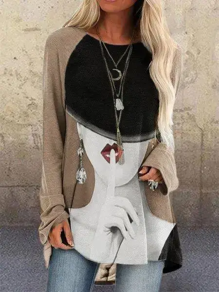 Women Printed Pullover Long Sleeve Abstract Pattern - Image 11