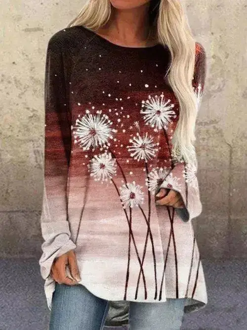 Women Printed Pullover Long Sleeve Abstract Pattern - Image 20