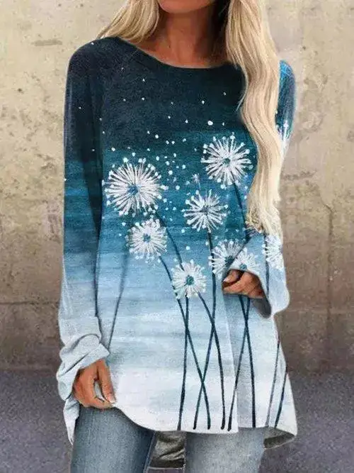 Women Printed Pullover Long Sleeve Abstract Pattern - Image 21