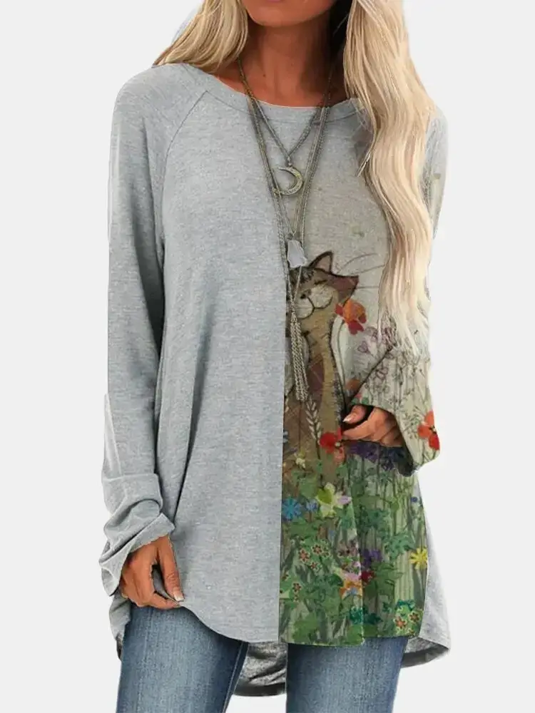 Women Printed Pullover Long Sleeve Abstract Pattern - Image 27