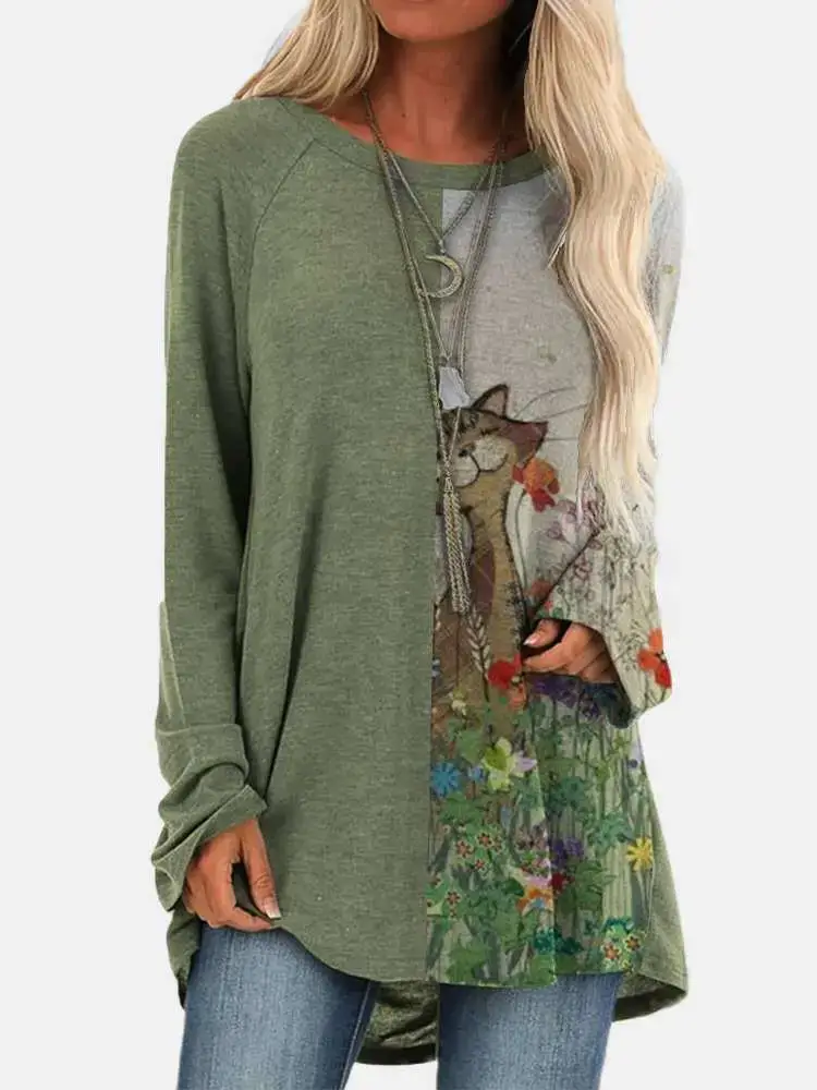 Women Printed Pullover Long Sleeve Abstract Pattern - Image 28