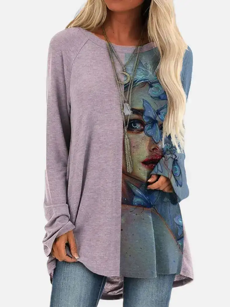 Women Printed Pullover Long Sleeve Abstract Pattern - Image 29