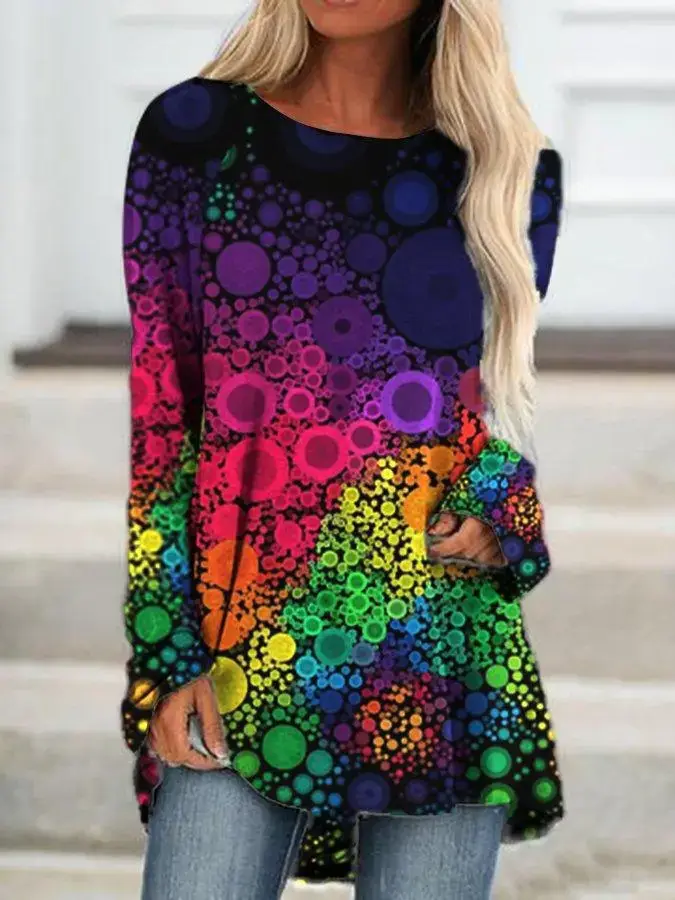 Women Printed Pullover Long Sleeve Abstract Pattern - Image 30