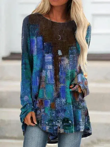 Women Printed Pullover Long Sleeve Abstract Pattern - Image 6