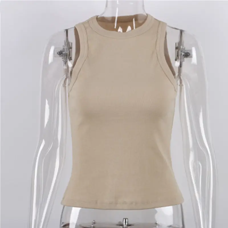 Brown Slim Fit Sleeveless Vest for Women