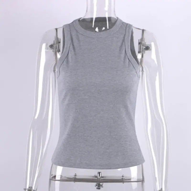 Brown Slim Fit Sleeveless Vest for Women