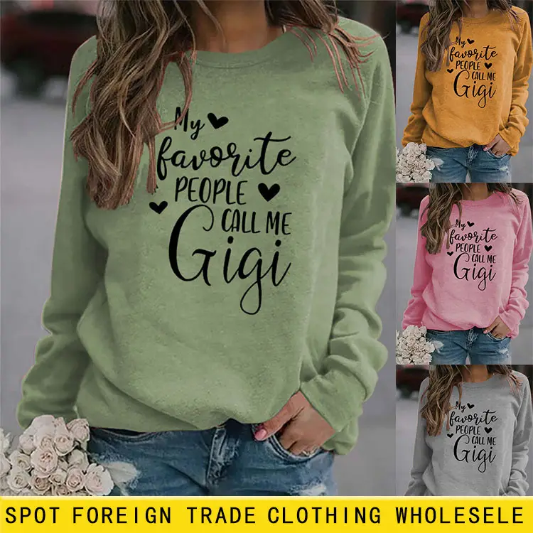 Women's Pink Printed Sweatshirt My Favorite People Gigi Round Neck Large