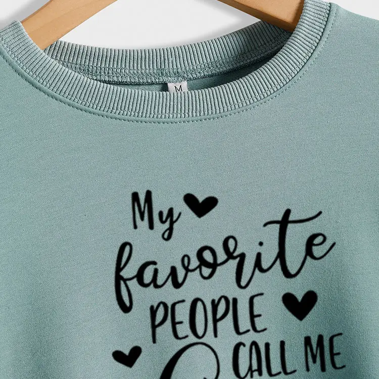 Women's Pink Printed Sweatshirt My Favorite People Gigi Round Neck Large - Image 16
