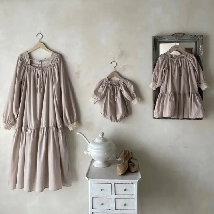 Girls Lace Collar Puff Sleeve Dress Autumn Korean Style - Image 6