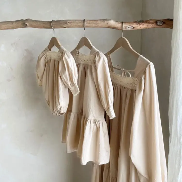 Girls Lace Collar Puff Sleeve Dress Autumn Korean Style - Image 7