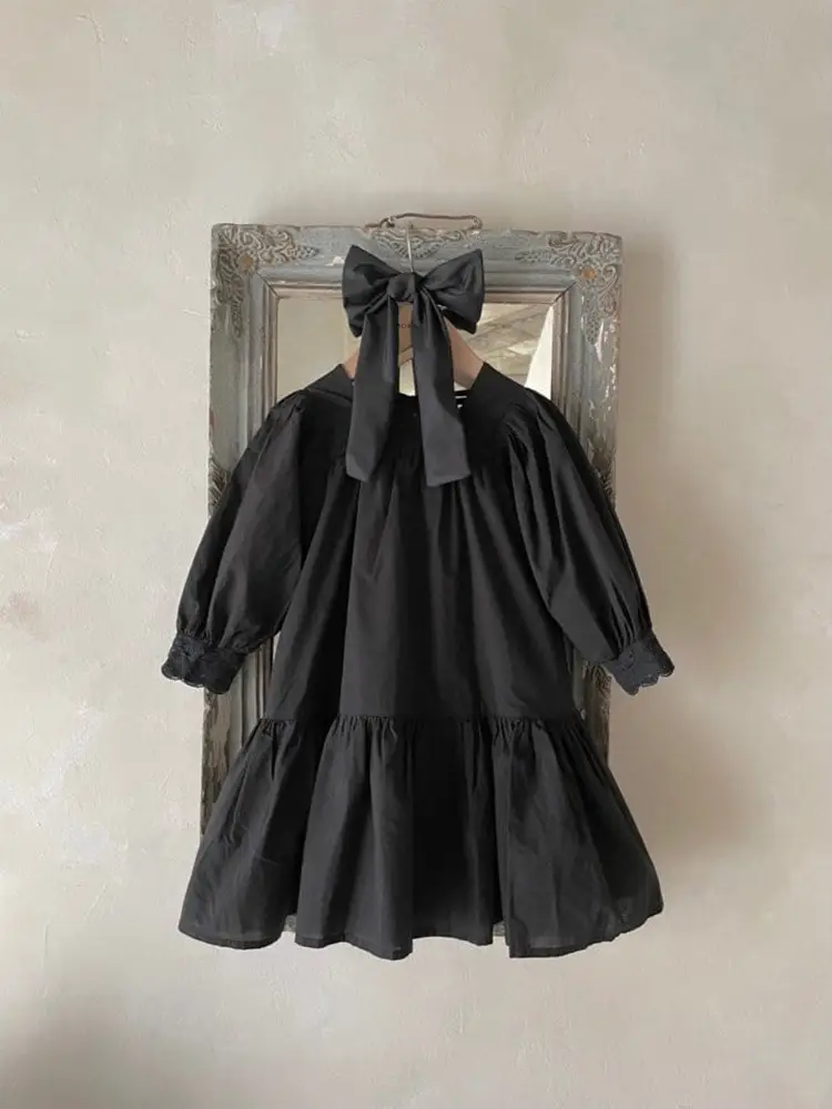 Girls Lace Collar Puff Sleeve Dress Autumn Korean Style — feature 11