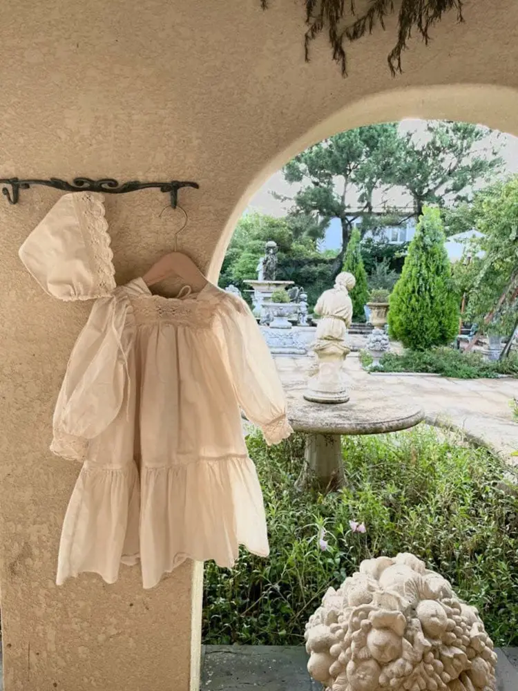 Girls Lace Collar Puff Sleeve Dress Autumn Korean Style — feature 14