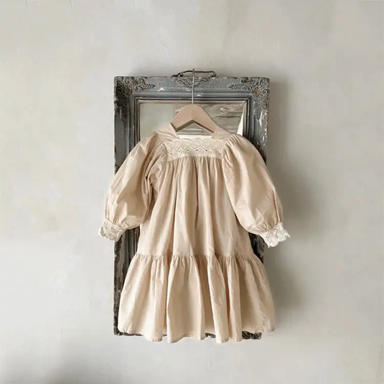 Girls Lace Collar Puff Sleeve Dress Autumn Korean Style — feature 2