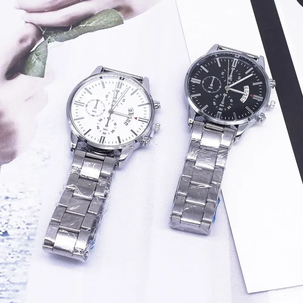Men's Stainless Steel Chronograph Wristwatch White Dial - Image 6