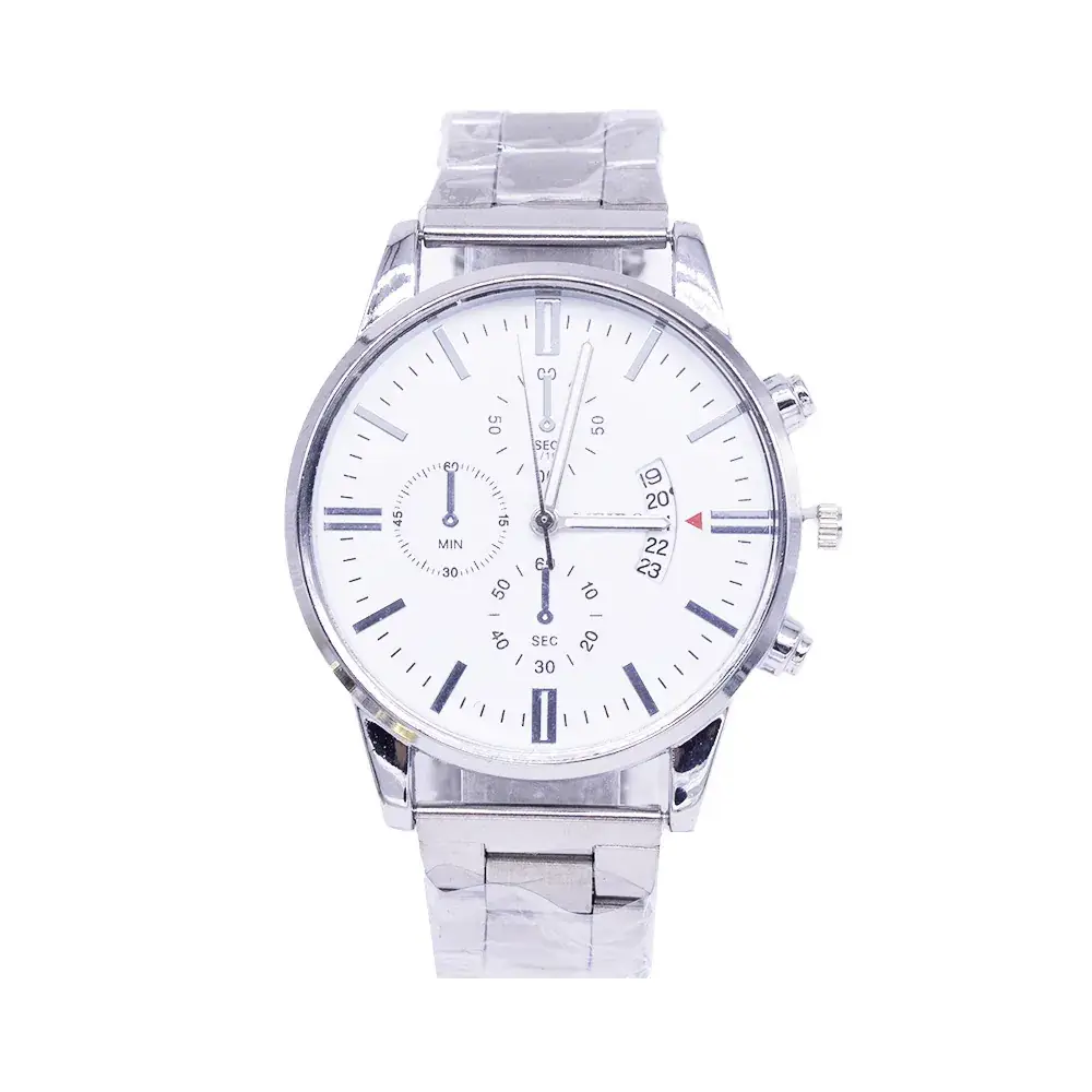 Men's Stainless Steel Chronograph Wristwatch White Dial - Image 4