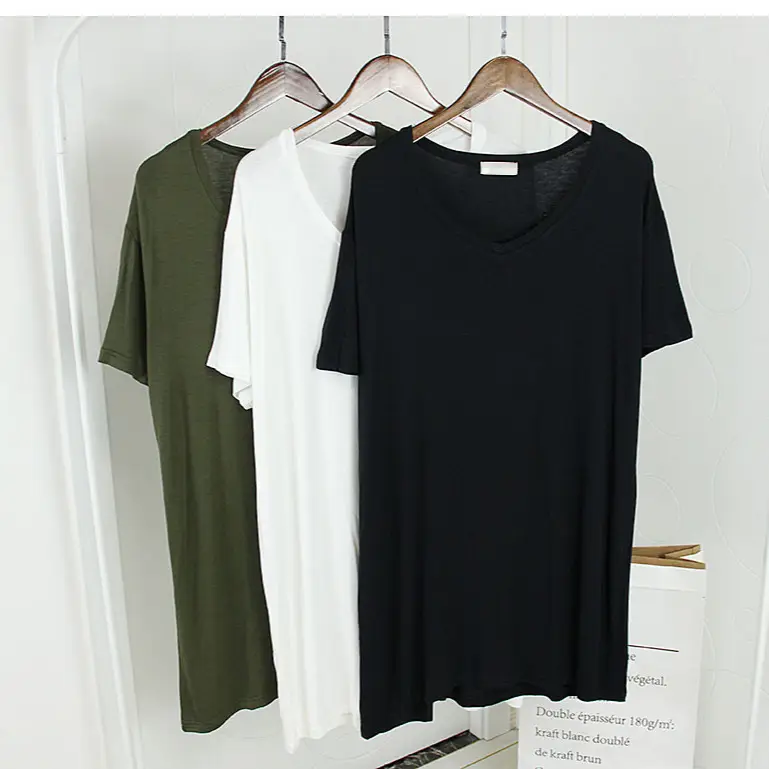 Olive Green V Neck Loose Fit T-Shirt Large - Image 6