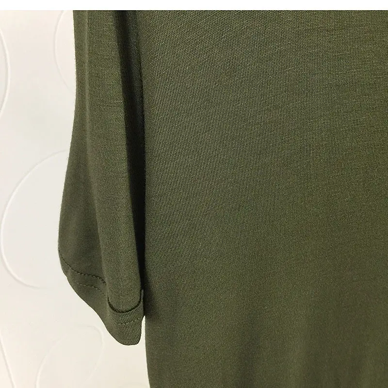 Olive Green V Neck Loose Fit T-Shirt Large — feature 16