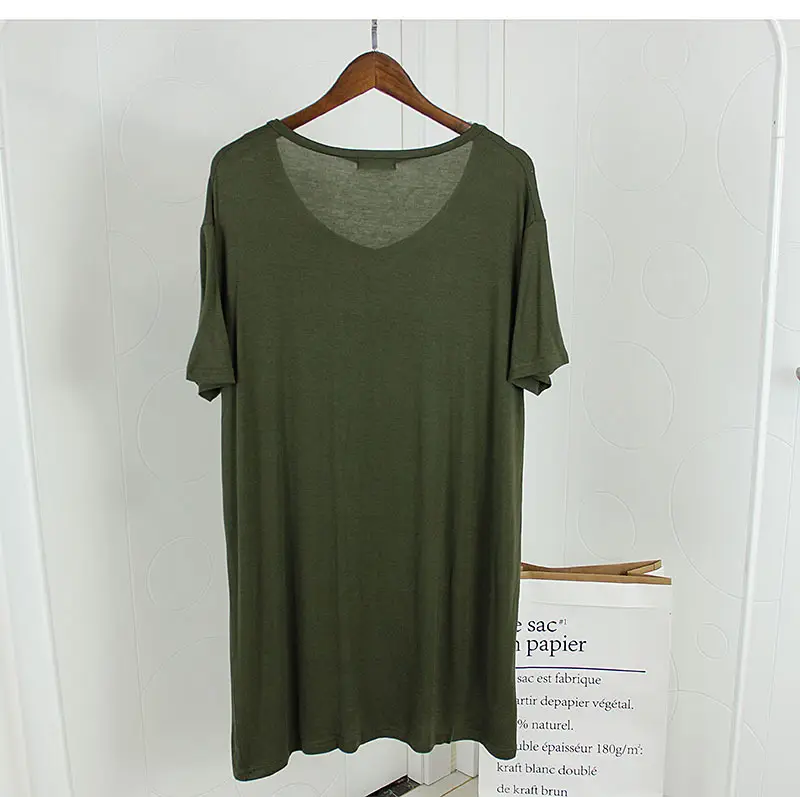 Olive Green V Neck Loose Fit T-Shirt Large — feature 5