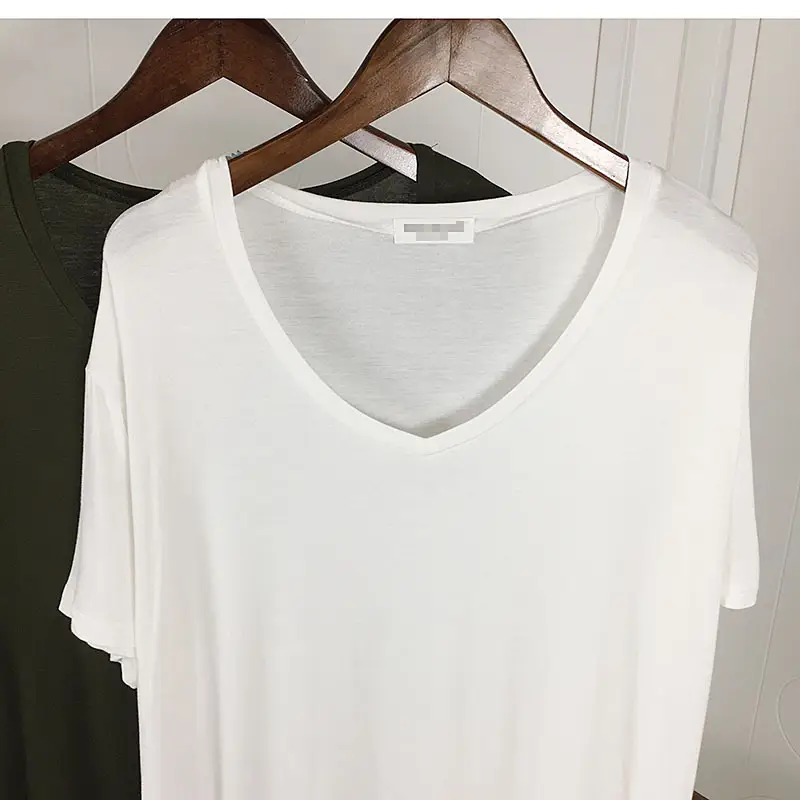 Olive Green V Neck Loose Fit T-Shirt Large — feature 6