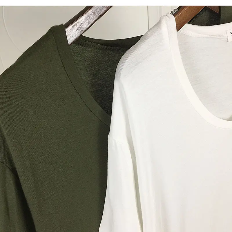 Olive Green V Neck Loose Fit T-Shirt Large — feature 7