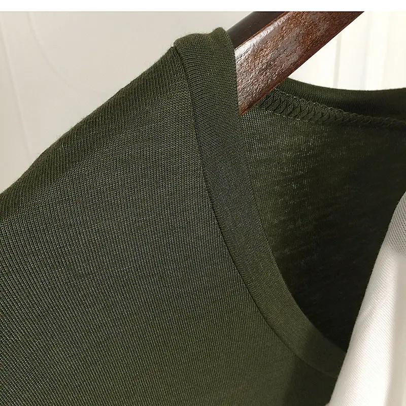 Olive Green V Neck Loose Fit T-Shirt Large — feature 8