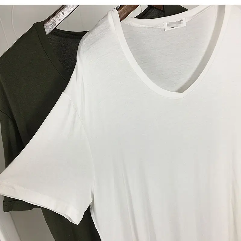 Olive Green V Neck Loose Fit T-Shirt Large — feature 9