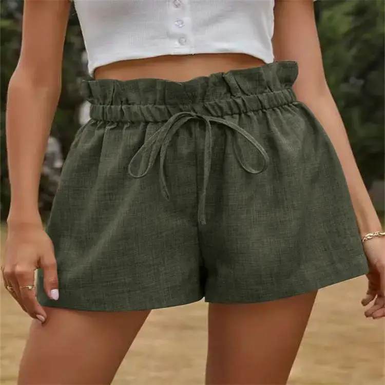 Women High Waist Tie Shorts Maroon 2026 - Image 8
