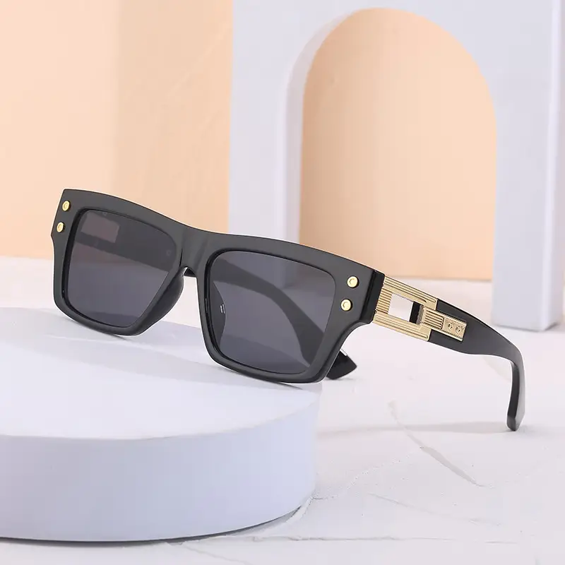 Men European Square Frame Sunglasses with Dark Tint