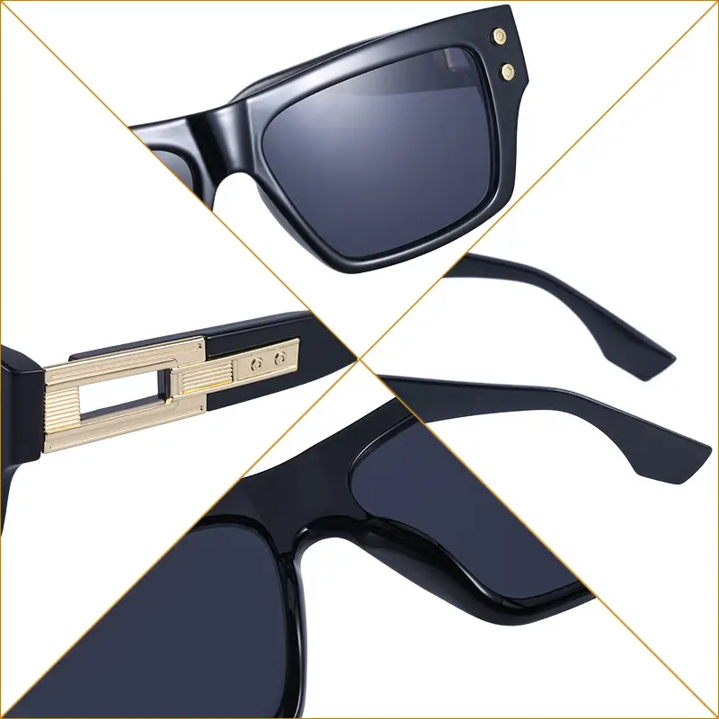 Men European Square Frame Sunglasses with Dark Tint