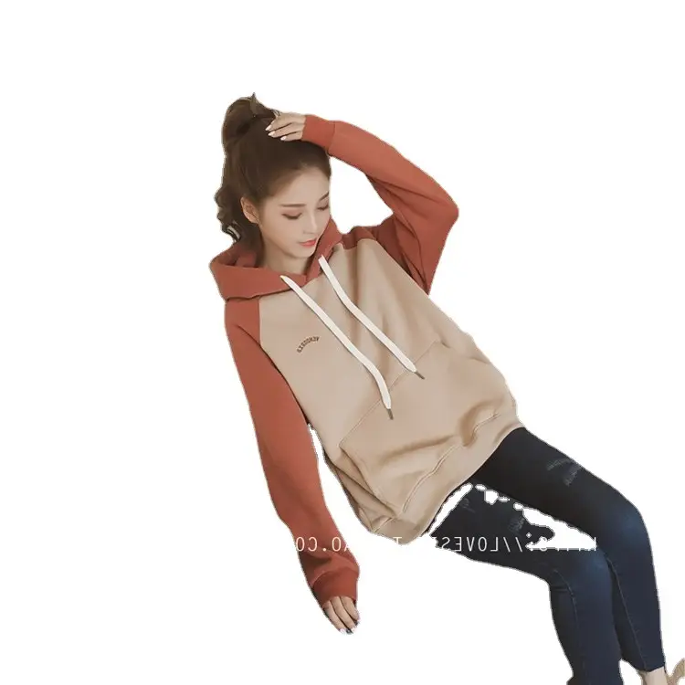 2022 Korean Style Velvet Hooded Sweatshirt Women - Image 7