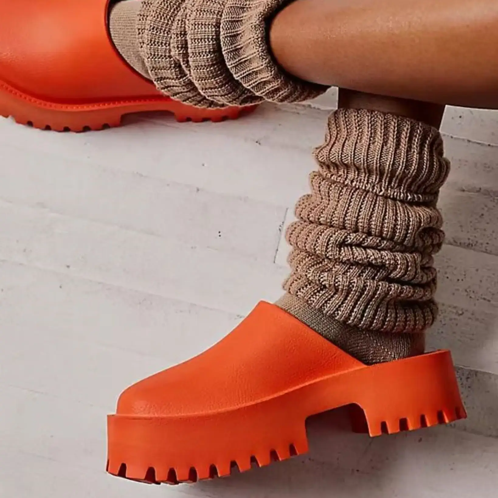 Women's Green Thick Platform Slippers 2023