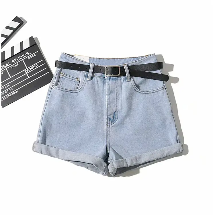 Women Black Denim Shorts High Waist Slimming Casual - Image 3