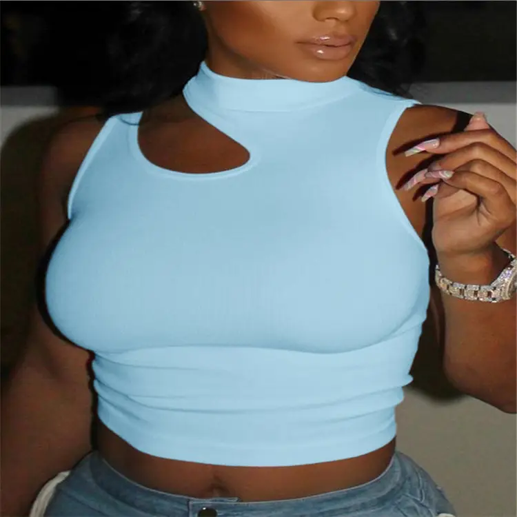 Off-Shoulder High-Elastic Vest Fitness Bottoming Crew Neck Shirt - Image 8