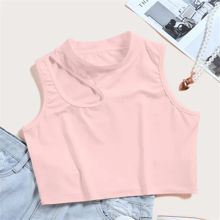 Off-Shoulder High-Elastic Vest Fitness Bottoming Crew Neck Shirt - Image 2