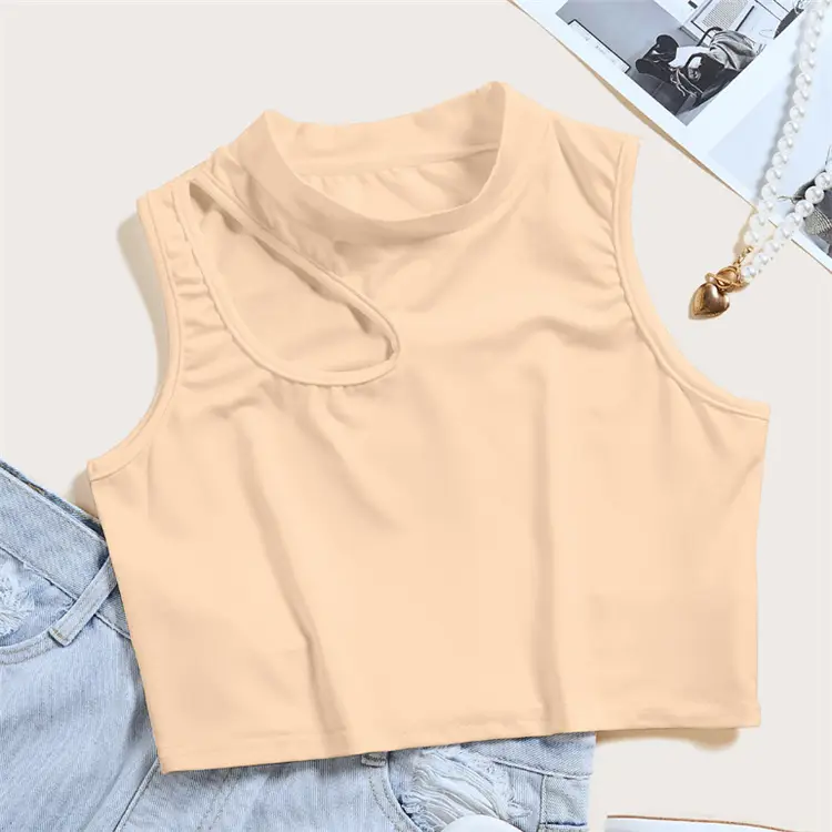 Off-Shoulder High-Elastic Vest Fitness Bottoming Crew Neck Shirt - Image 9