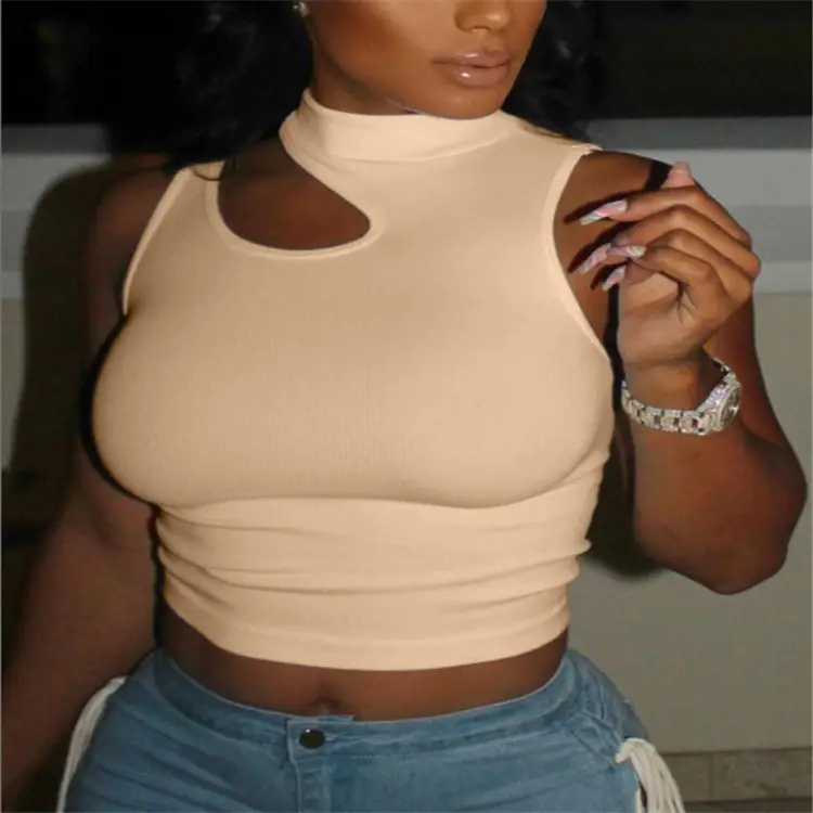 Off-Shoulder High-Elastic Vest Fitness Bottoming Crew Neck Shirt - Image 5