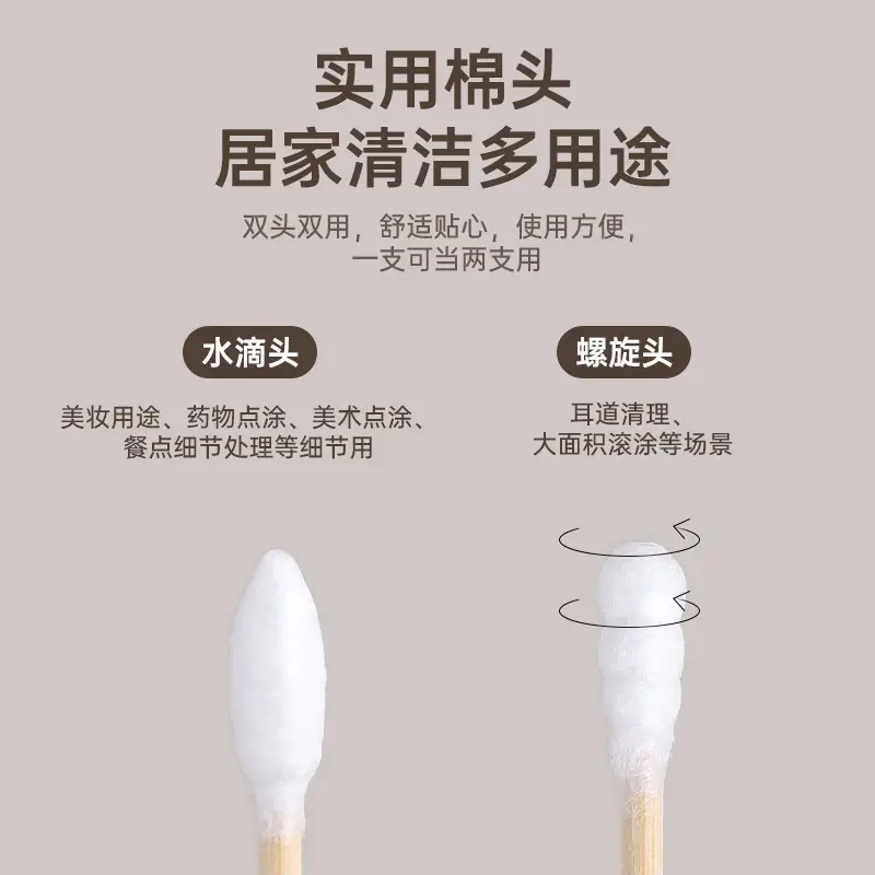 Uyiku Cotton Swabs Double End Wooden Stick Ear Cleaning Makeup Removal - Image 3
