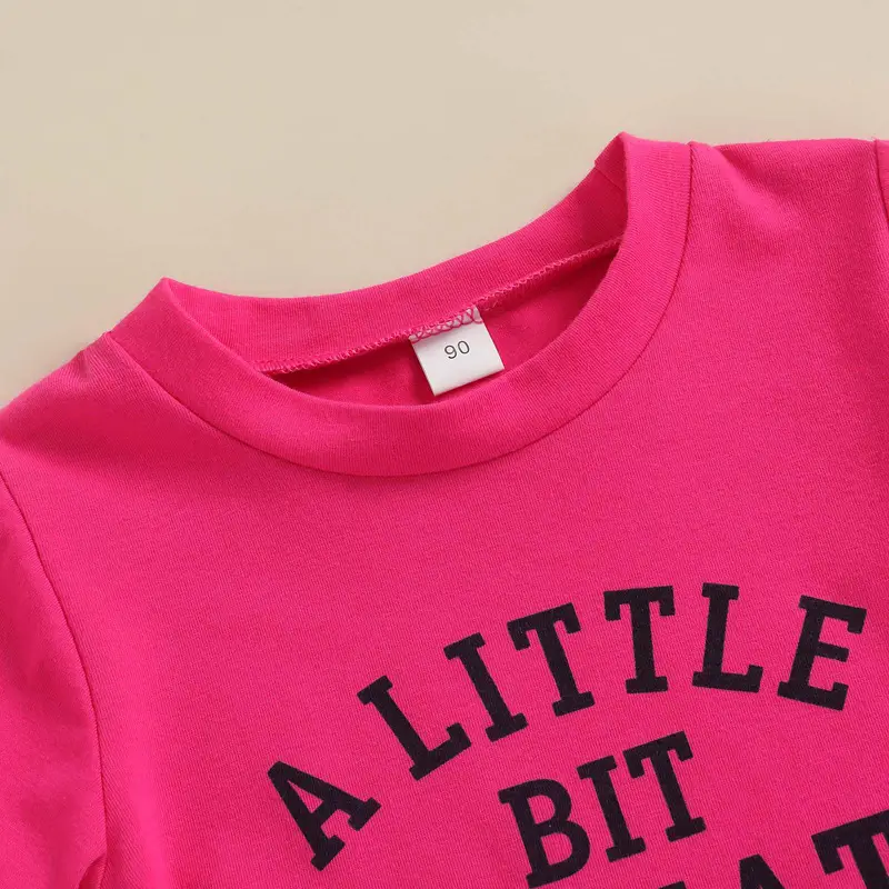 Girls Pink Letter T-shirt Two-piece Set - Image 5