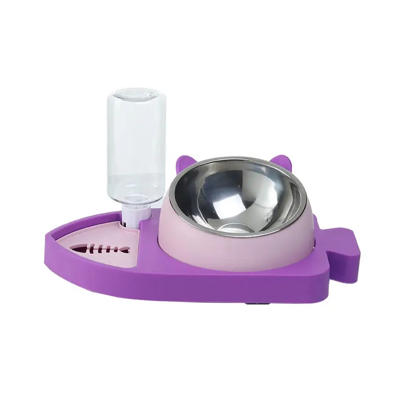 New three-in-one small fish shape feeding water dispenser non-wet mouth automatic water renewal cat bowl dog basin water dispenser dog bowl