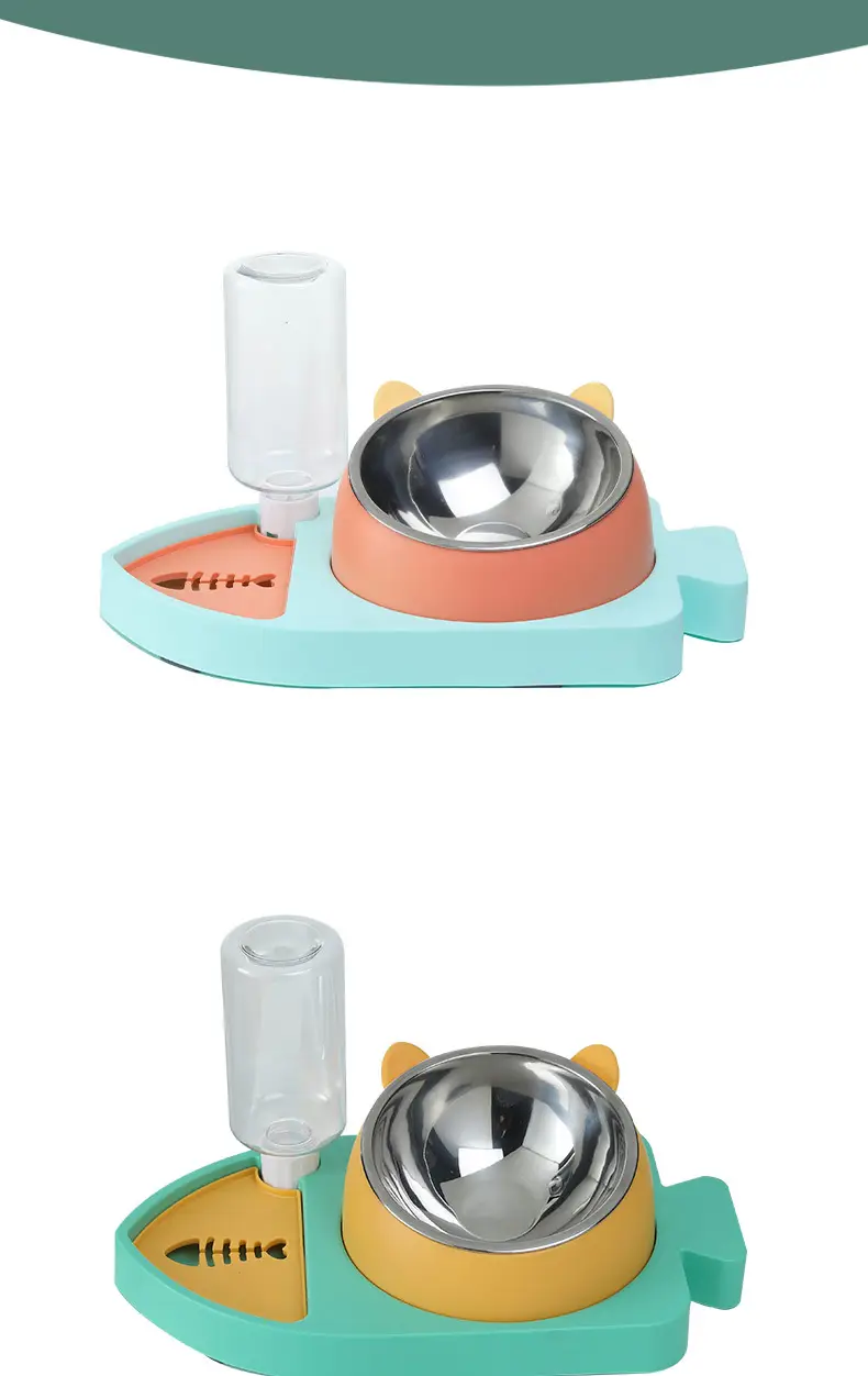 New three-in-one small fish shape feeding water dispenser non-wet mouth automatic water renewal cat bowl dog basin water dispenser dog bowl — feature 9
