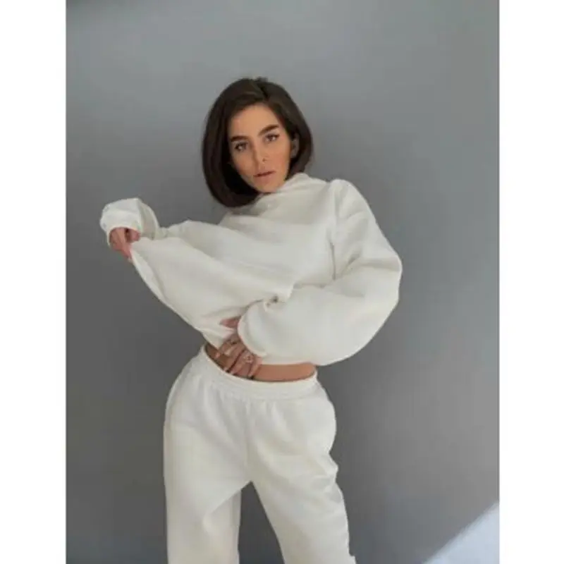 2022 Spring Hooded Sweatshirt Set Beige Loose Fit