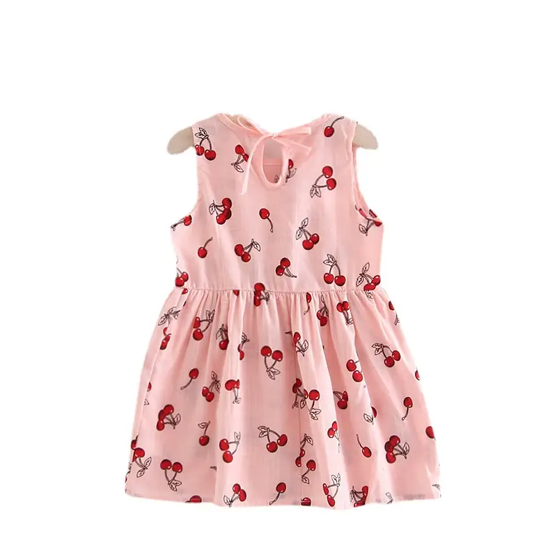 Spot 2022 Pink Cherry Girls Dress Cotton Princess Dress - Image 14
