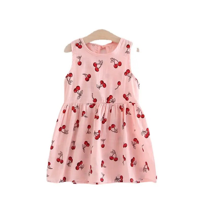 Spot 2022 Pink Cherry Girls Dress Cotton Princess Dress - Image 15