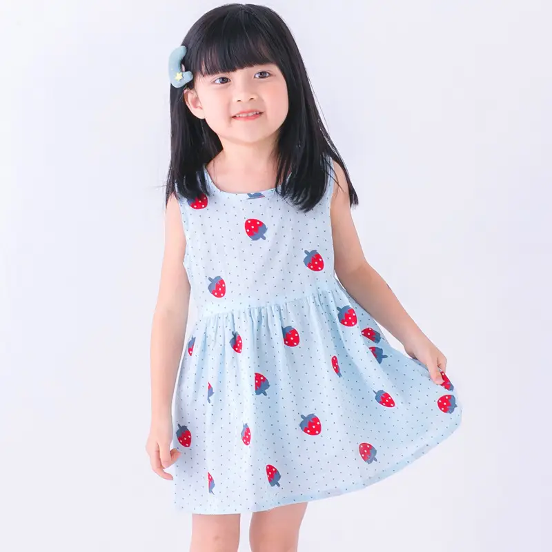 Spot 2022 Pink Cherry Girls Dress Cotton Princess Dress - Image 7