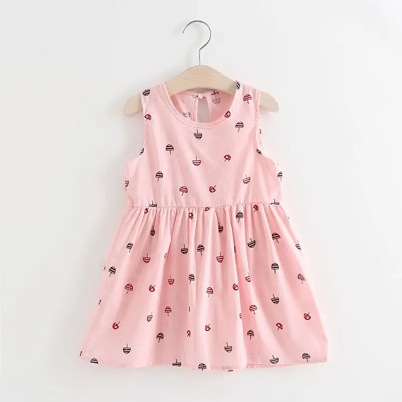 Spot 2022 Pink Cherry Girls Dress Cotton Princess Dress - Image 11