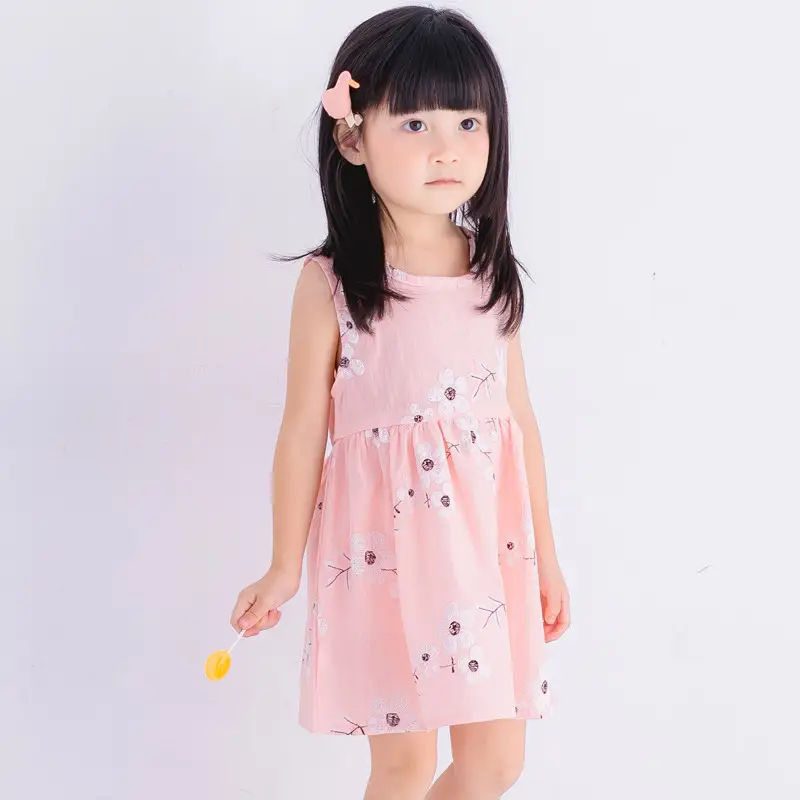 Spot 2022 Pink Cherry Girls Dress Cotton Princess Dress - Image 2