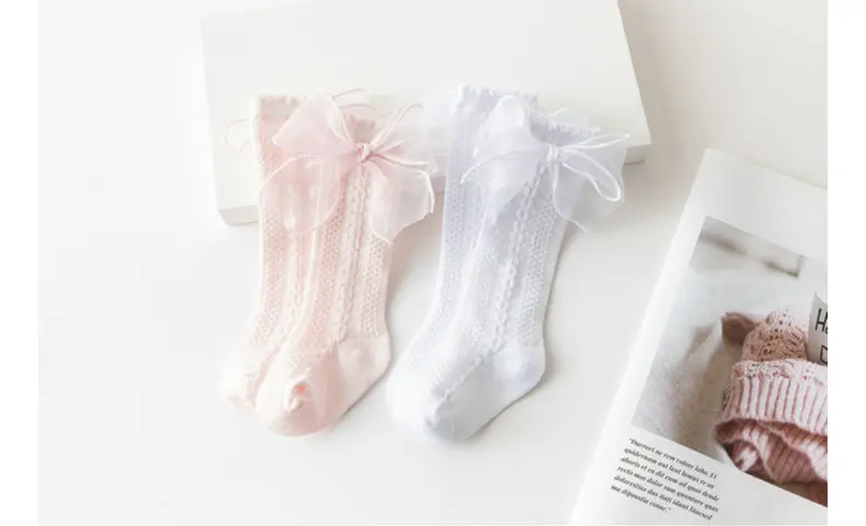 2025 Spring Baby Bow Mid-Calf Socks White Pink — feature 10