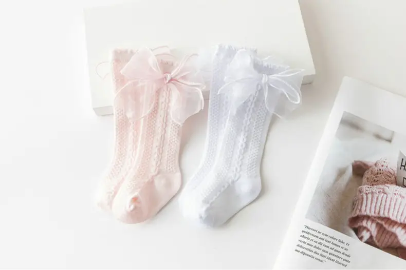 2025 Spring Baby Bow Mid-Calf Socks White Pink — feature 2