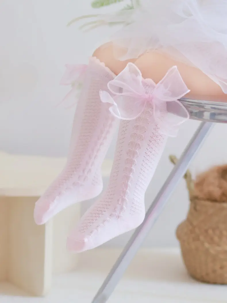 2025 Spring Baby Bow Mid-Calf Socks White Pink — feature 26