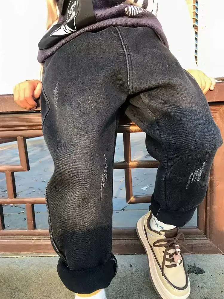 Boys Jeans Winter Velvet Spring Autumn Cross Border Wholesale - Image 12